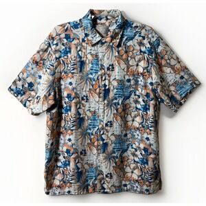 Margaritaville Linen Silk Blend Short Sleeve Hawaiian Shirt Men's Size Large